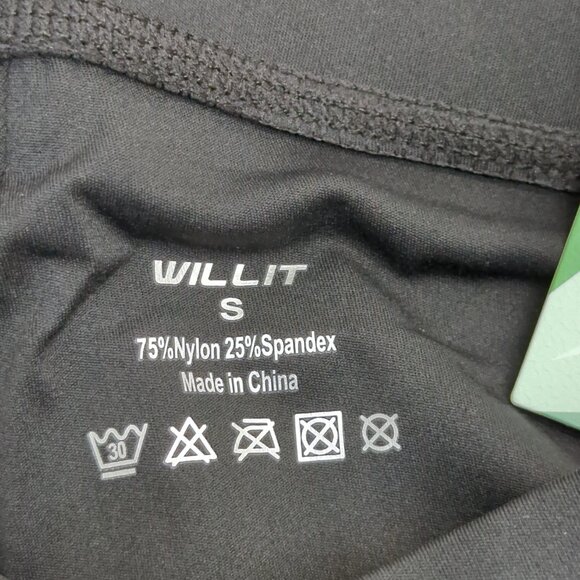 Willit Active Quick Dry Yoga Leggings Mens Pants With Side Pockets Small Black - Picture 4 of 9